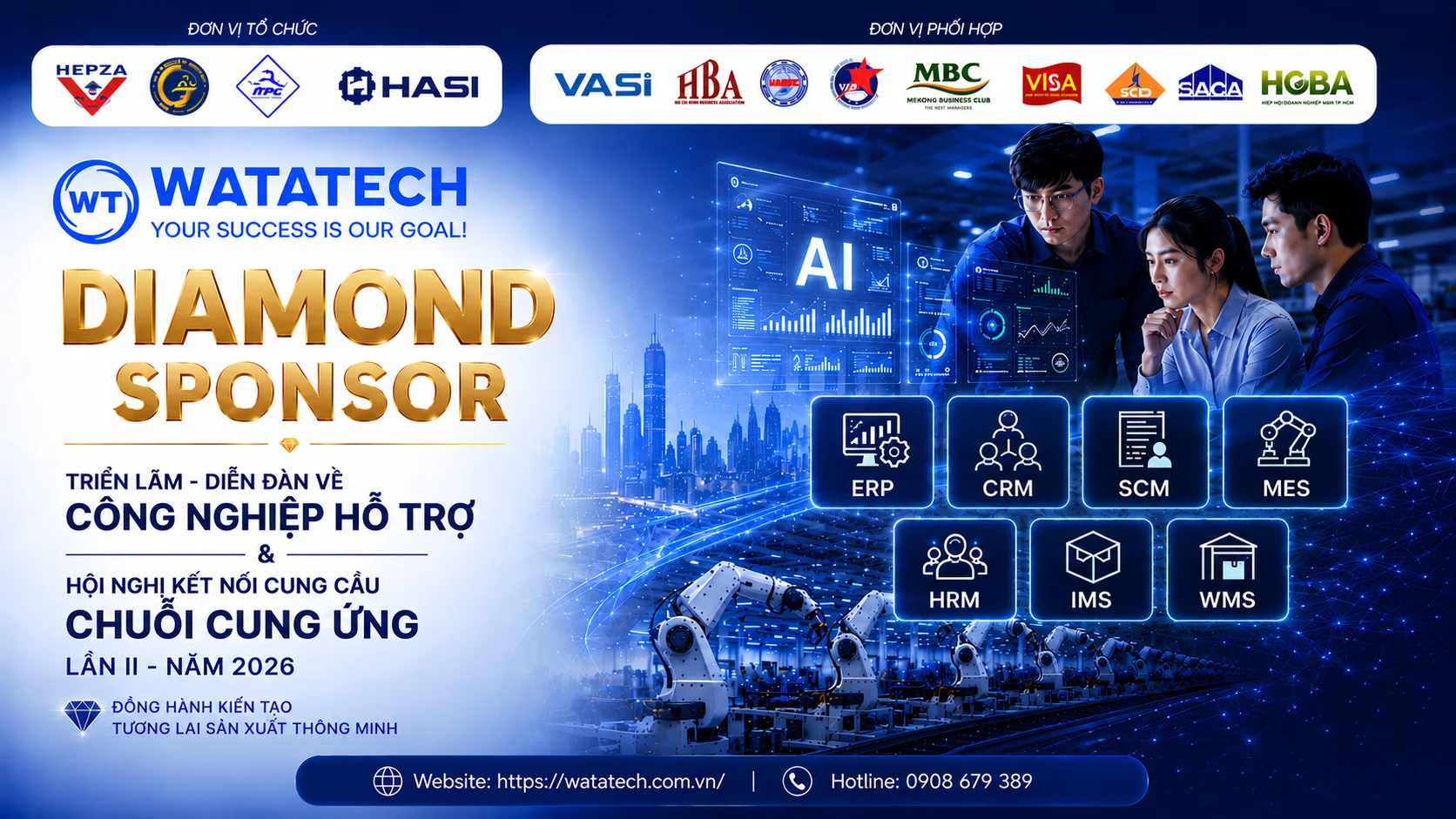 WATATECH – Diamond Sponsor tại Triển lãm Công nghiệp Hỗ trợ 2026