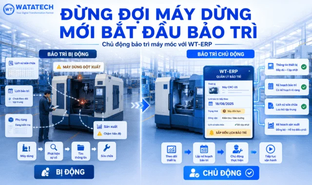 Đừng đợi máy dừng mới bắt đầu bảo trì: Bảo trì máy móc chủ động với WT-ERP