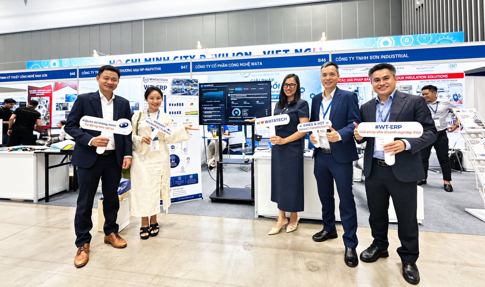 Ảnh hoạt động WATATECH tại triển lãm, được biên tập bằng AI