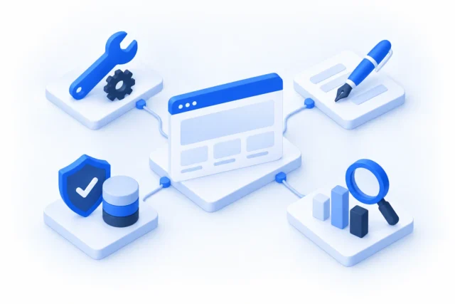 Bốn nhóm quản trị kỹ thuật, nội dung, sao lưu và phân tích website