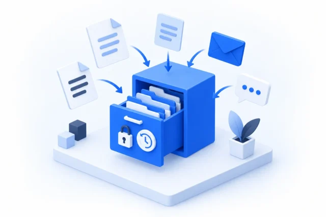 Phần mềm quản lý tài liệu: giấy tờ, email, tin nhắn bay vào một tủ hồ sơ số có khóa