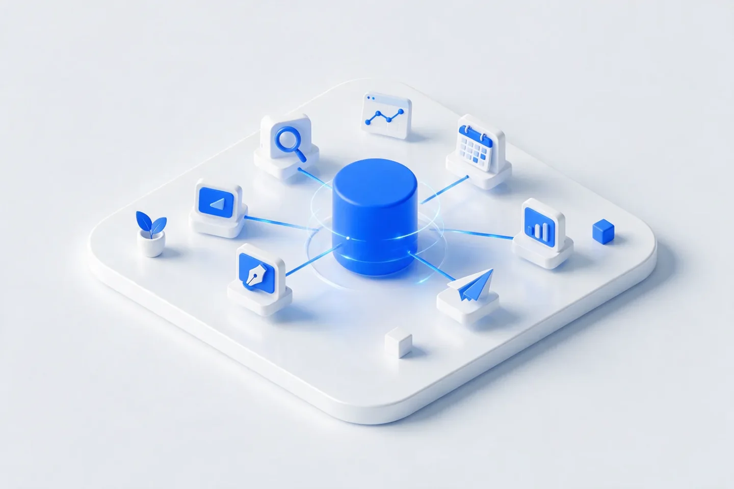 Sáu vai marketing nối quanh một lõi dữ liệu khách hàng dùng chung