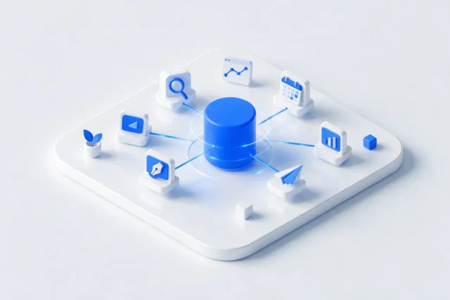 Sáu vai marketing nối quanh một lõi dữ liệu khách hàng dùng chung